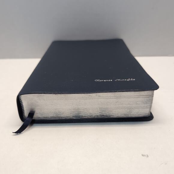 Seniors Devotional Bible NIV Zondervan Navy Bonded Leather Large Print Silver - Picture 6 of 11